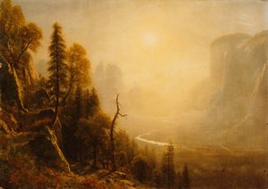 ヨセミテバレー、グレイシャーポイントトレイルの調査、 作： Albert Bierstadt