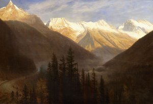 グレイシャー駅からの日の出、1890年頃 作： Albert Bierstadt