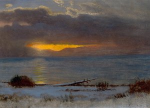 カリフォルニア州タホ湖の日の出 1872年 （油彩・紙） 作： Albert Bierstadt
