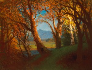 ネブラスカ準州の夕日 作： Albert Bierstadt