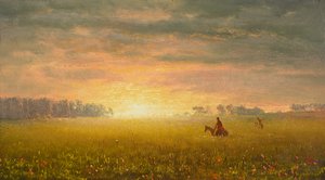 大草原の夕日 1861年頃 油彩・紙 作： Albert Bierstadt