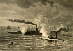 メリマックに対するモニターの攻撃、1878年。 作： Albert Bobbett