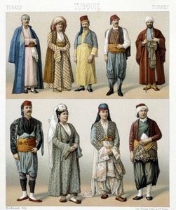 19世紀のトルコのコスチューム。Racinetによる「Le costume historique」のイラスト