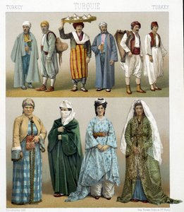 19世紀のトルコのコスチューム。Racinetによる「Le costume historique」のイラスト