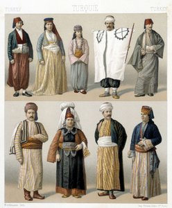 19世紀のトルコのコスチューム。Racinetによる「Le costume historique」のイラスト