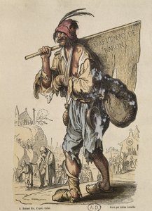 ボヘミアンのキャプテン、ジャックカロ（1592-1635）後、エイドリアンラヴィエイユ（1818-62）によって彫刻（カラー彫刻） 作： Albert Charles August Racinet