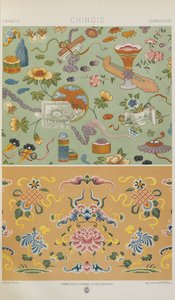 中国語、「多色刷りの装飾」のプレート14。金・銀・色の百枚の皿」より 作： Albert Charles August Racinet