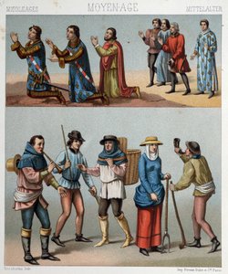 中世の市民の衣装-ラシーネの「歴史的衣装」にて 作： Albert Charles August Racinet