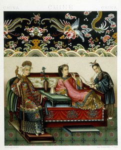 中国人インプレスの衣装クロモリトグラフ版 - ラシネの「Le costume historique」にて 作： Albert Charles August Racinet