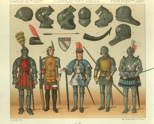 ヨーロッパの戦士の鎧のイラスト 作： Albert Charles August Racinet