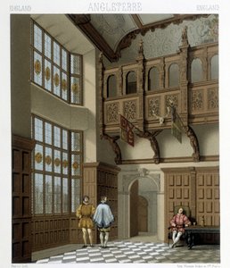 18世紀のイギリスの大邸宅の内部。ラシネの「Le costume historique」に掲載されているイラスト