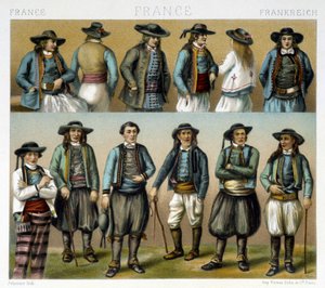 19世紀のフィニステール地方の男性用衣装 - ラシネの「Le costume ancien et historique」にて 作： Albert Charles August Racinet