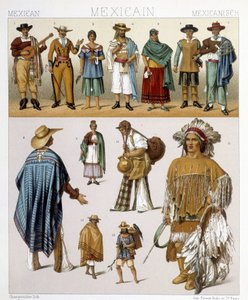メキシコの伝統的なコスチューム。ラシネによる「歴史的衣装」のイラスト