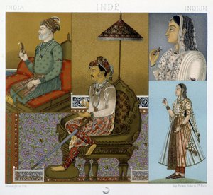 インドの伝統的なムゴールとマハラジャの衣装 - ラシネの「歴史的衣装」にて 作： Albert Charles August Racinet