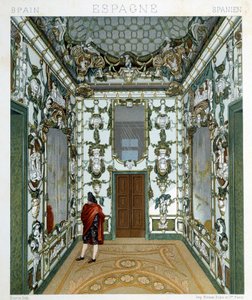 マドリード王宮内の男性の様子。クロモリトグラフ版 - ラシネの「Le costume historique」にて 作： Albert Charles August Racinet