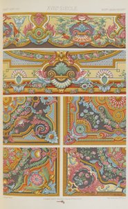 18世紀、「ポリクロマティック・オーナメント」のプレート88。金、銀、色の百枚の皿」より 作： Albert Charles August Racinet