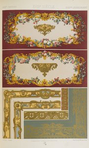 18世紀、「ポリクロマティック・オーナメント」のプレート92。金、銀、色の百枚の皿」より 作： Albert Charles August Racinet