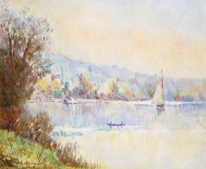 セーヌ川のボート。セーヌ川のボート、 作： Albert Charles Lebourg
