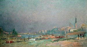 On the River Bank（油彩・キャンバス） 作： Albert Charles Lebourg