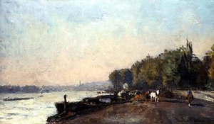 秋のSuresnes（油彩・キャンバス 作： Albert Charles Lebourg