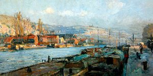 ラクロワ島とコートサントカトリーヌ、ルーアン、夕方 作： Albert Charles Lebourg