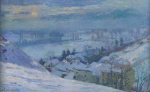 雪の下のハーブレ村、1895 作： Albert Charles Lebourg
