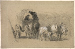 ミラーズキャリッジの小麦粉トロリー、c。 1895 作： Albert Charles Lebourg