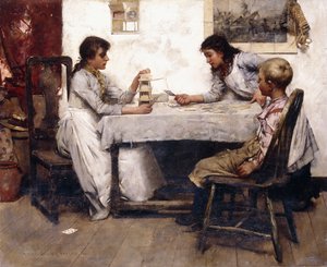 カードの家、1888 作： Albert Chevallier Tayler