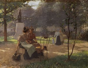 公園にいる2人の若い女の子