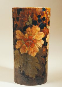 アルバート・ダムーズ作「花模様の花瓶」（ストーンウェア 作： Albert Dammouse
