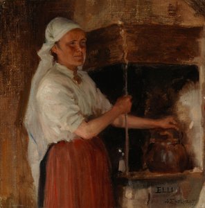 『ストーブのそばのエリ・ヤッピネン』、習作 作： Albert Edelfelt