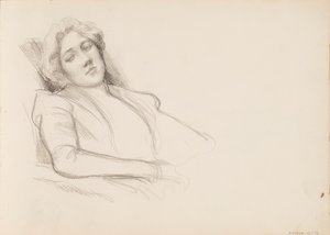 座る女性、半身フィルム 作： Albert Edelfelt