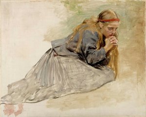 『ひざまずくマグダラのマリア』――『キリストとマグダラのマリア』の習作 作： Albert Edelfelt
