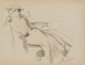 座る女性 作： Albert Edelfelt