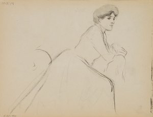 座る女性、横顔 作： Albert Edelfelt
