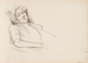 座る女性、半身フィルム 作： Albert Edelfelt