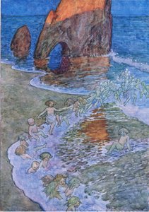 彼らは彼を真ん中に置き、彼の周りで踊りました.The Water Babies pub.by Humphrey Milford Oxford University Press、1930年頃（カラーリソ）