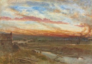 製造地区の夕日 作： Albert Goodwin
