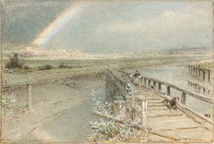 フォード鉄道橋からのアランデル（水彩画） 作： Albert Goodwin