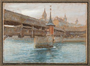 死の舞踏の橋、ルツェルン 作： Albert Goodwin