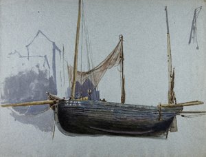 漁船57BX（水彩と色付きの紙のボディカラー） 作： Albert Goodwin
