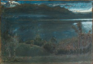 ゴッサウ、ルツェルン湖（油彩、水彩、インク、ボディカラー、ボード、紙） 作： Albert Goodwin