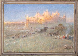 アグラ、ジュムナ・ムジッド、夜明け（水彩、ボディカラー、インク） 作： Albert Goodwin