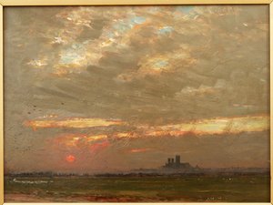 日没時のリンカーン大聖堂、1912 作： Albert Goodwin