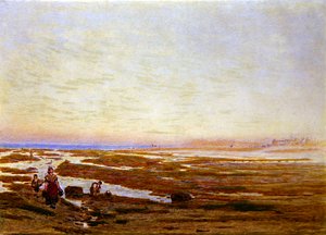 ブライトンに近い南海岸の干潮時 作： Albert Goodwin