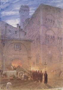 ルッカ;トスカーナ;宗教的な行列。カート;牛; 作： Albert Goodwin