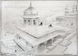 ジャスミン・タワー、アグラ・フォート、タージ・マハル（図面） 作： Albert Goodwin