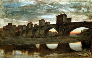 取り壊し前のポンテ・アッラ・グレシア、フィレンツェ 作： Albert Goodwin