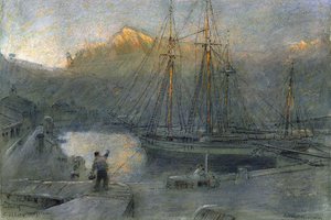 Sollo港、マヨルカ、 作： Albert Goodwin