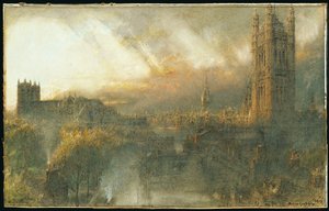 家の頂上からのウェストミンスター、1915 作： Albert Goodwin